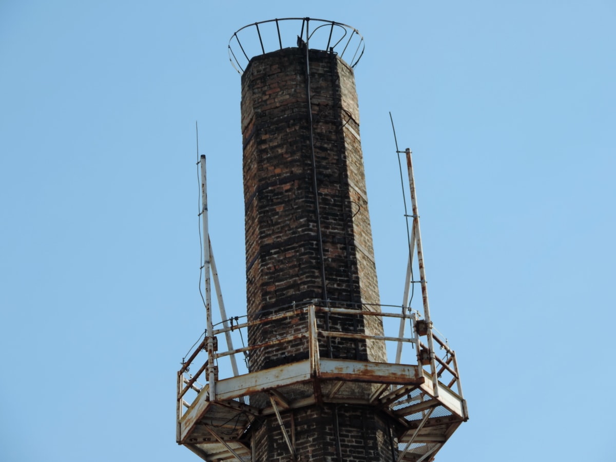 chimney, factory, old, steel, tower, architecture, outdoors, construction
