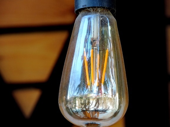 detalj, elektricitet, glödlampa, moderna, teknik, transparent, glas, lampan