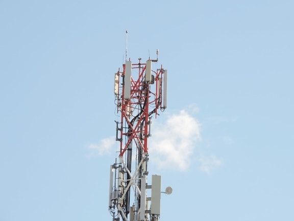 blue sky, construction, radio antenna, radio receiver, radio station, antenna, tower, industry