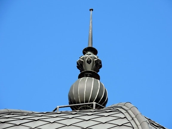barroco, latão, decoração, feito à mão, velho, telhado, edifício, cúpula