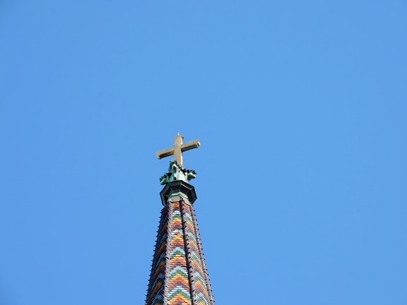 Torre de la iglesia, Cruz, arquitectura, Torre, al aire libre, cielo azul, alta, religión