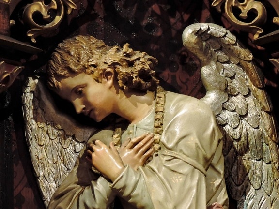 Ангел, дърворезба, ръчно изработени, Свети, скулптура, изкуство, статуя, религия