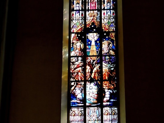 тъмнината, мозайка, рамка, Прозорец, стъклопис, църква, религия, катедрала