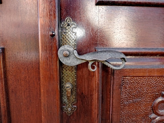 baroque, wooden, door, old, handle, fastener, wood, entrance