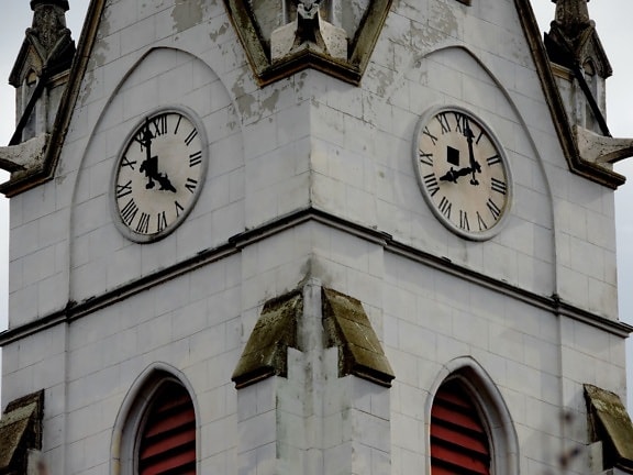 Catedral, católica, Torre de la iglesia, reloj analógico, puntero de, construcción, antiguo, reloj