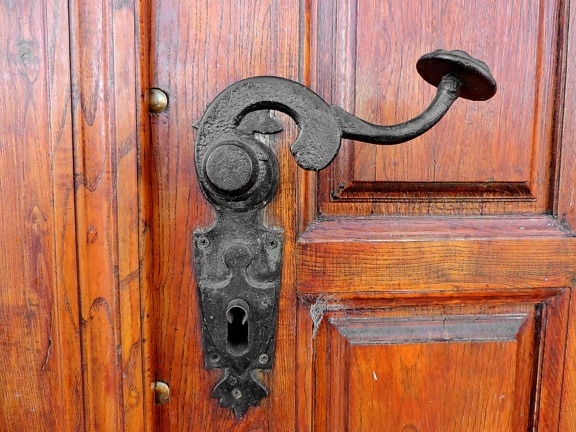 Barock, aus Gusseisen, Handwerk, vor der Tür, handgefertigte, einzigartige, Tür, Sperre