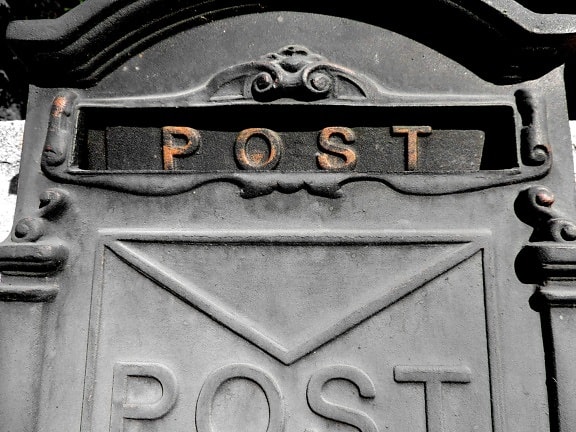 poczta, gniazdo dostępowe., skrzynki pocztowej, wiadomość, tekst, stary, Żelazko, stali