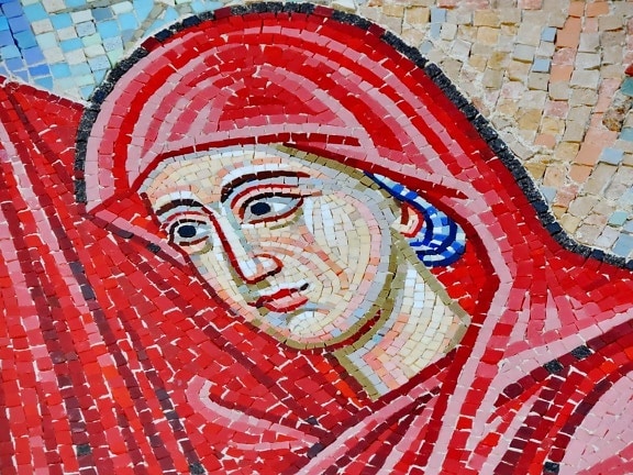 face, mosaic, portrait, pretty, woman, art, symbol, wall