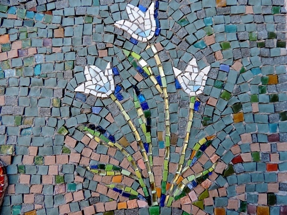 Taman bunga, mosaik, hias, ubin, pola, dinding, seni, abstrak