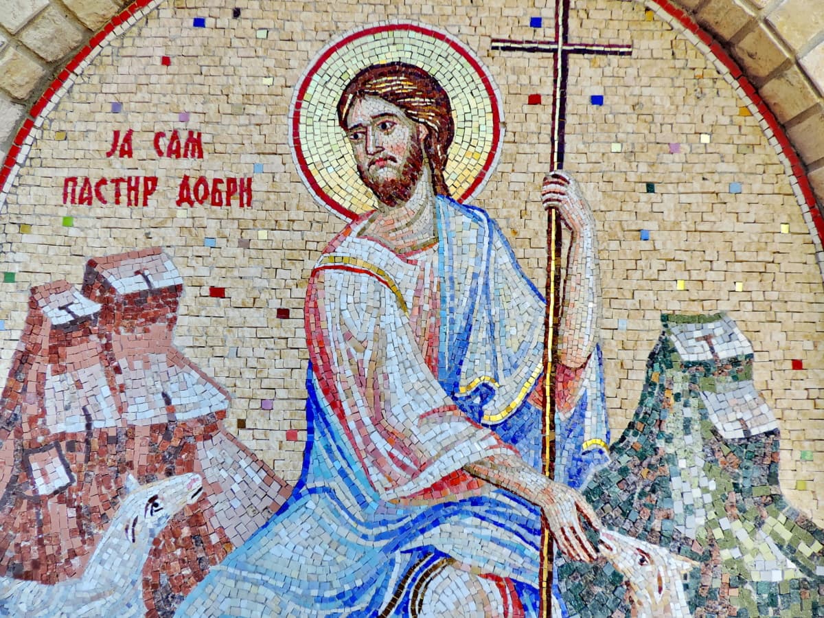 ortodokse, helgen, Serbien, tekst, kunst, mosaik, repræsentation, religion