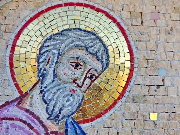 Christianisme, Saint, mur, mosaïque, brique, vieux, texture, art