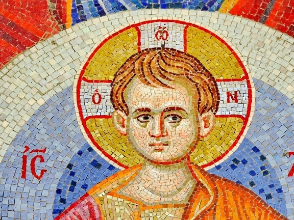 child, Christ, christianity, mosaic, saint, art, old, wall