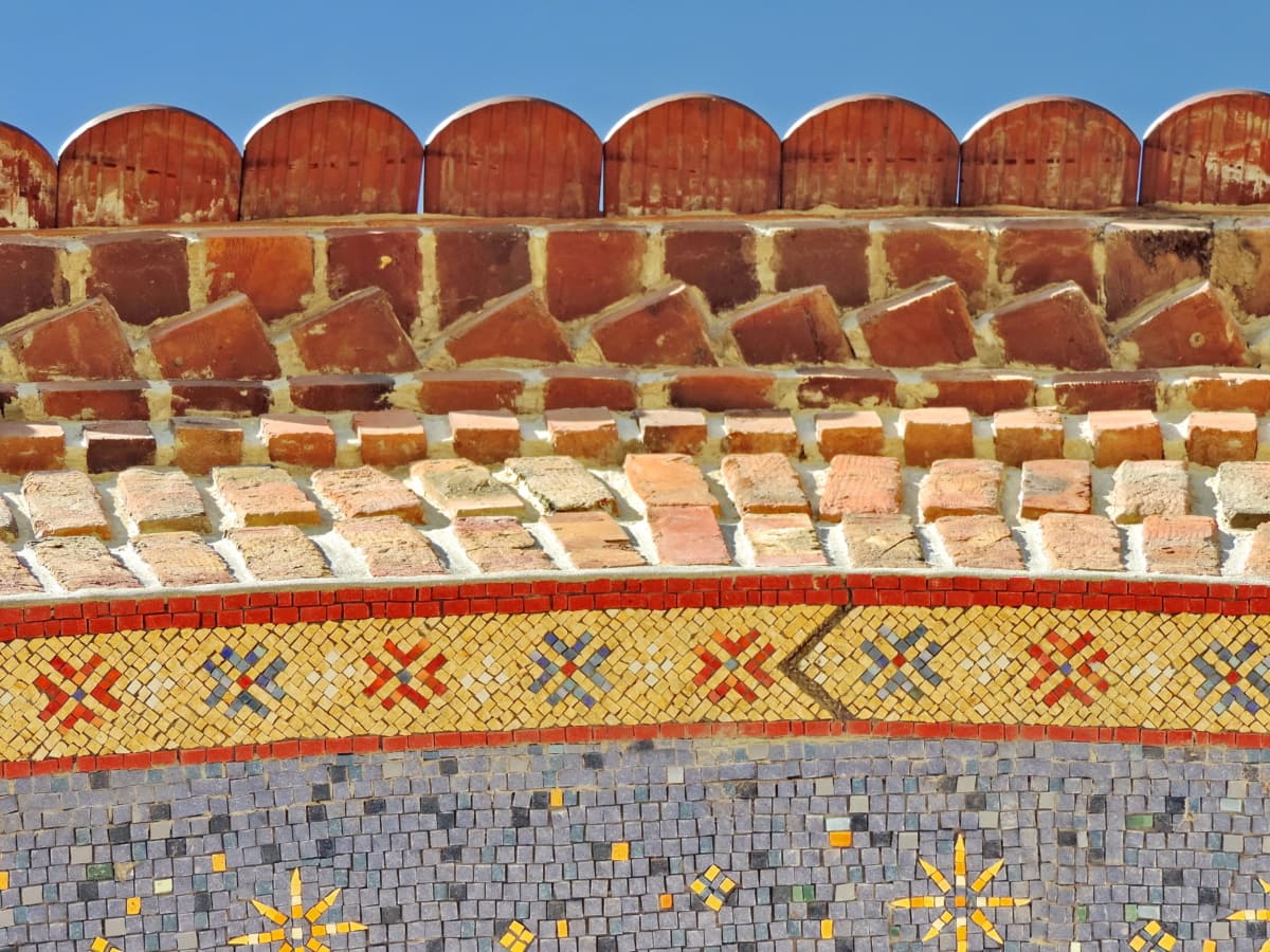 arch, architectural style, mosaic, wall, brick, architecture, pattern, old