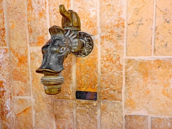 brass, Byzantine, faucet, handmade, sculpture, old, architecture, wall