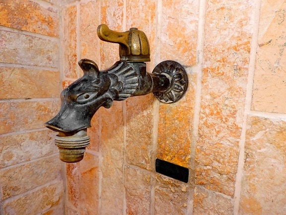 brass, cast iron, decoration, faucet, handmade, architecture, old, wall