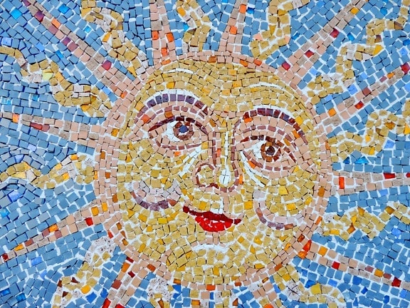 art, creativity, face, handmade, mosaic, sun, sunshine, abstract