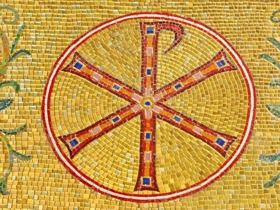 Bizantina, Cristianismo, sinal, símbolo, sintomas, mosaico, rodada, padrão