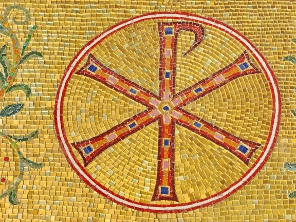sign, symbol, mosaic, round, pattern, art, old, design