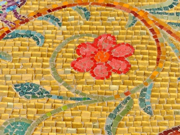 arabesco, colorido, flor, feito à mão, Oriental, mosaico, padrão, telha