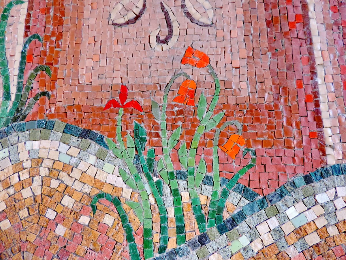 cvijeće, mozaik, tekstura, uzorak, igra, slagalica, zid, Sažetak