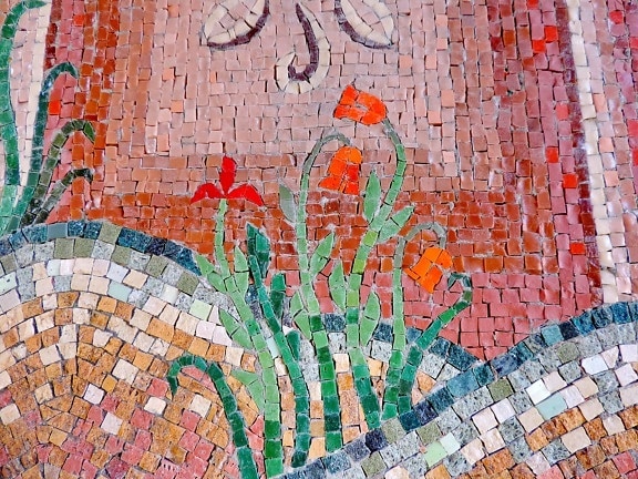 flores, mosaico, textura, padrão, jogo, quebra-cabeça, parede, Resumo