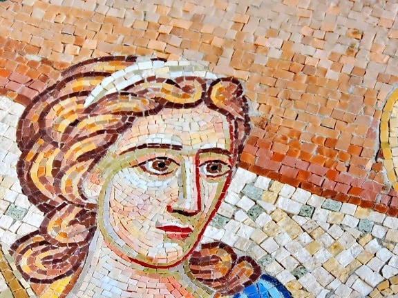 face, women, mosaic, art, wall, old, culture, religion