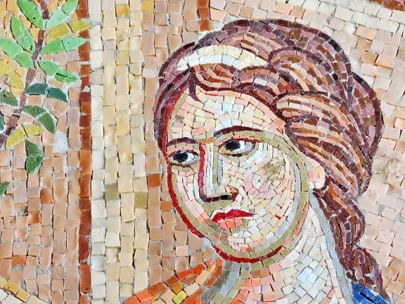 viso, acconciatura, verticale, pelle, donna, arte, parete, Mosaico