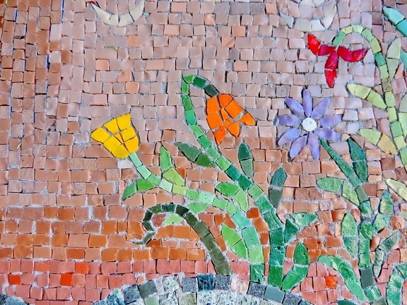 arte, colorido, creatividad, hecho a mano, mosaico de, piedras, patrón de, pared