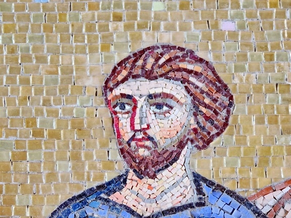 man, portrait, art, mosaic, wall, old, pattern, design