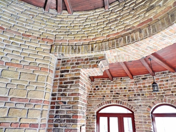 batu bata, abad pertengahan, atap, bangunan, arsitektur, lama, dinding, batu bata
