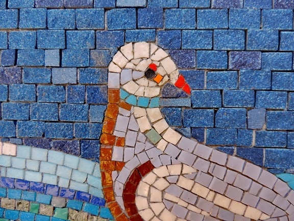 animal, bird, mosaic, pigeon, wall, texture, design, pattern