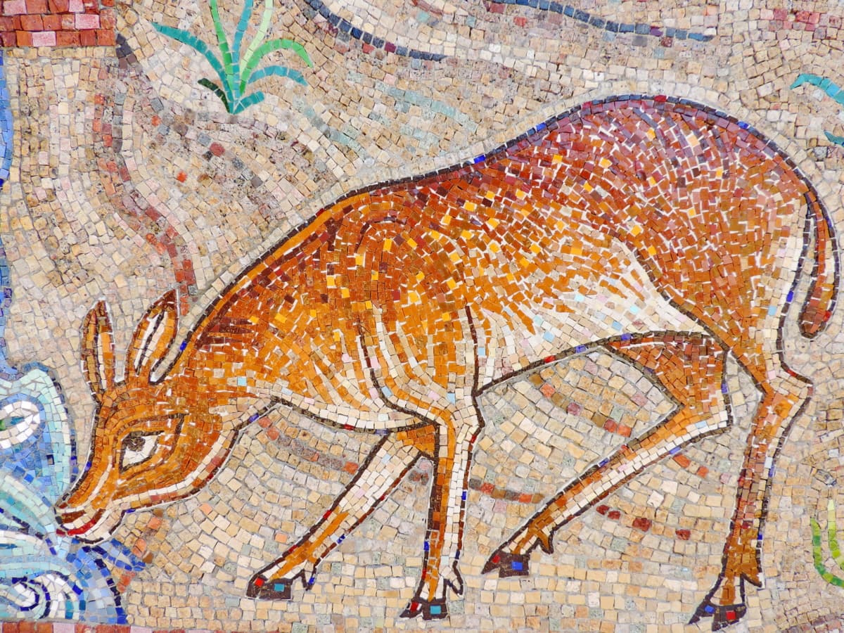 ciervo, mosaico de, arte, Ilustración, imprimir, antigua, antiguo, pared