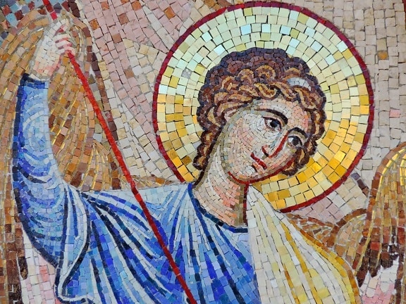 saint, mosaic, religion, art, painting, wall, old, mural