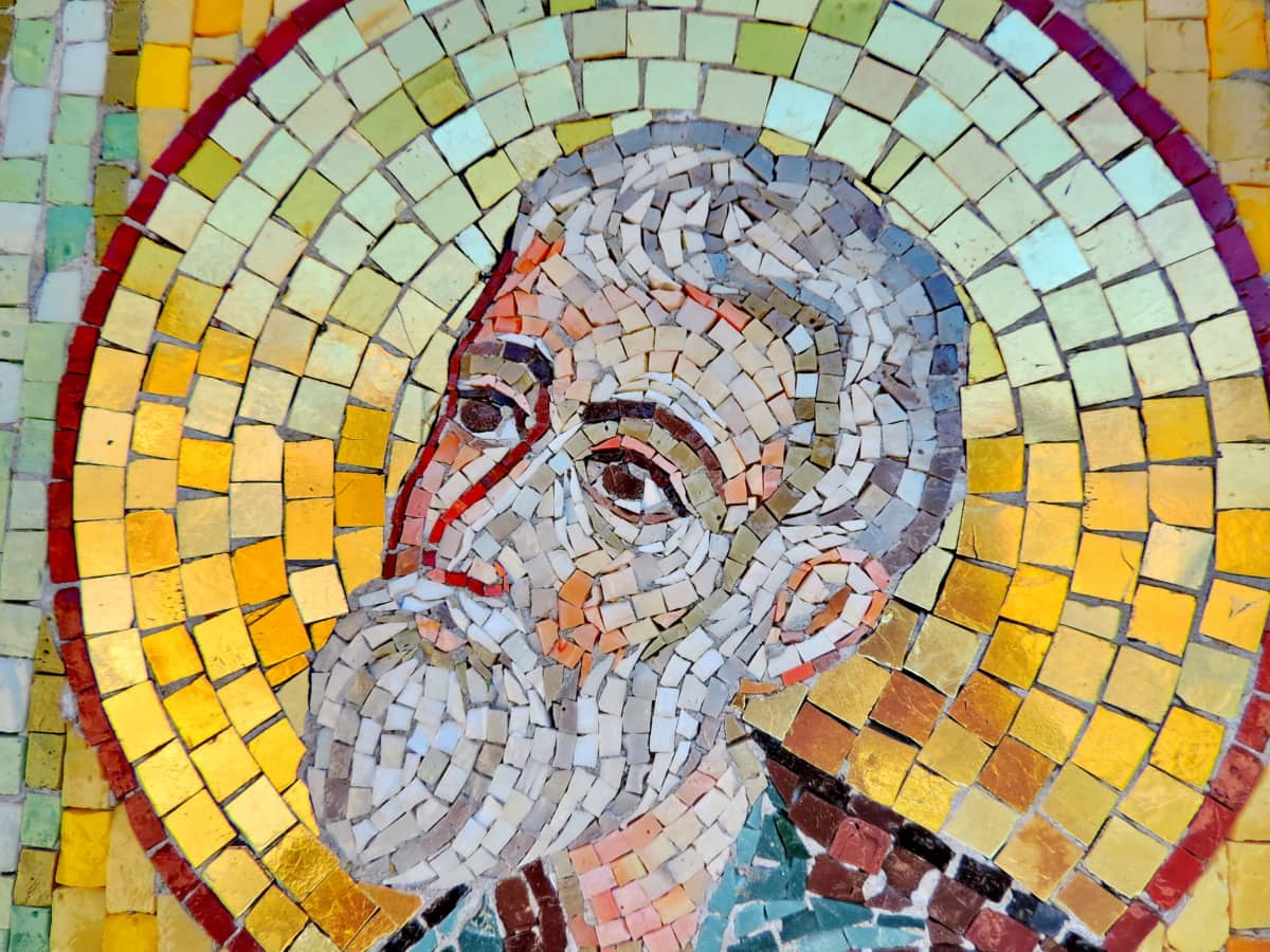 Bizantino, medieval, mosaico de, San, arte, pared, artística, Ilustración