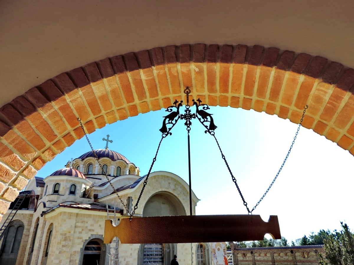båge, Bysantinska, gjutjärn, fasad, handgjorda, kloster, arkitektur, staden