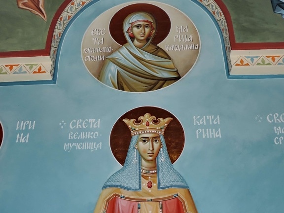 ikon, middelalderlige, dronning, Serbien, religion, folk, illustration, kunst