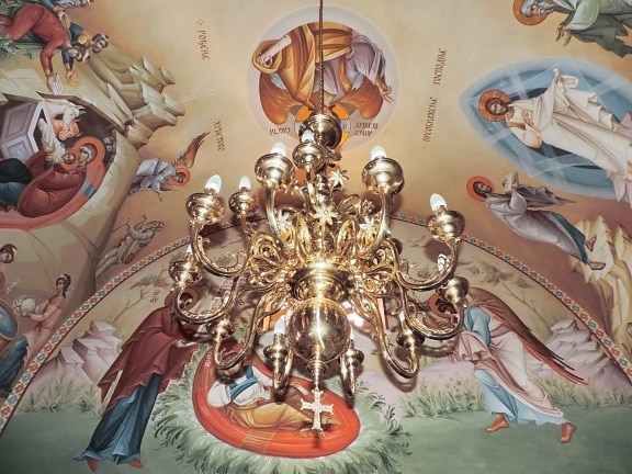icono, decoración de interiores, ortodoxa, araña de luces, arte, religión, Ilustración, decoración