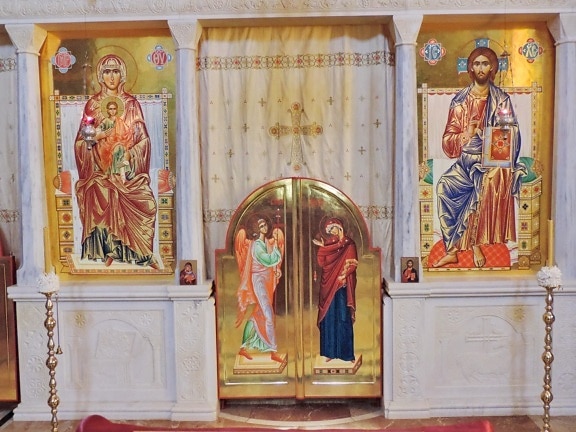 mezbah, Gereja, dekorasi interior, Ortodoks, seni, struktur, lukisan, pakaian