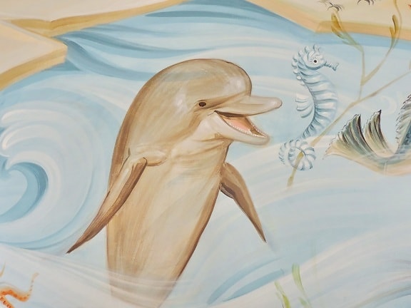 kreativitas, lumba-lumba, seni rupa, ilustrasi, mural, kuda laut, seni, alam