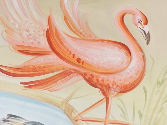 pták, elegance, výtvarné umění, Flamingo, návrh, ilustrace, umění, grafika