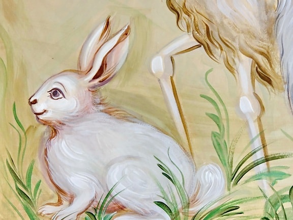 Кролик, Искусство, белый, Иллюстрация, живопись, животное, красивые, Цвет