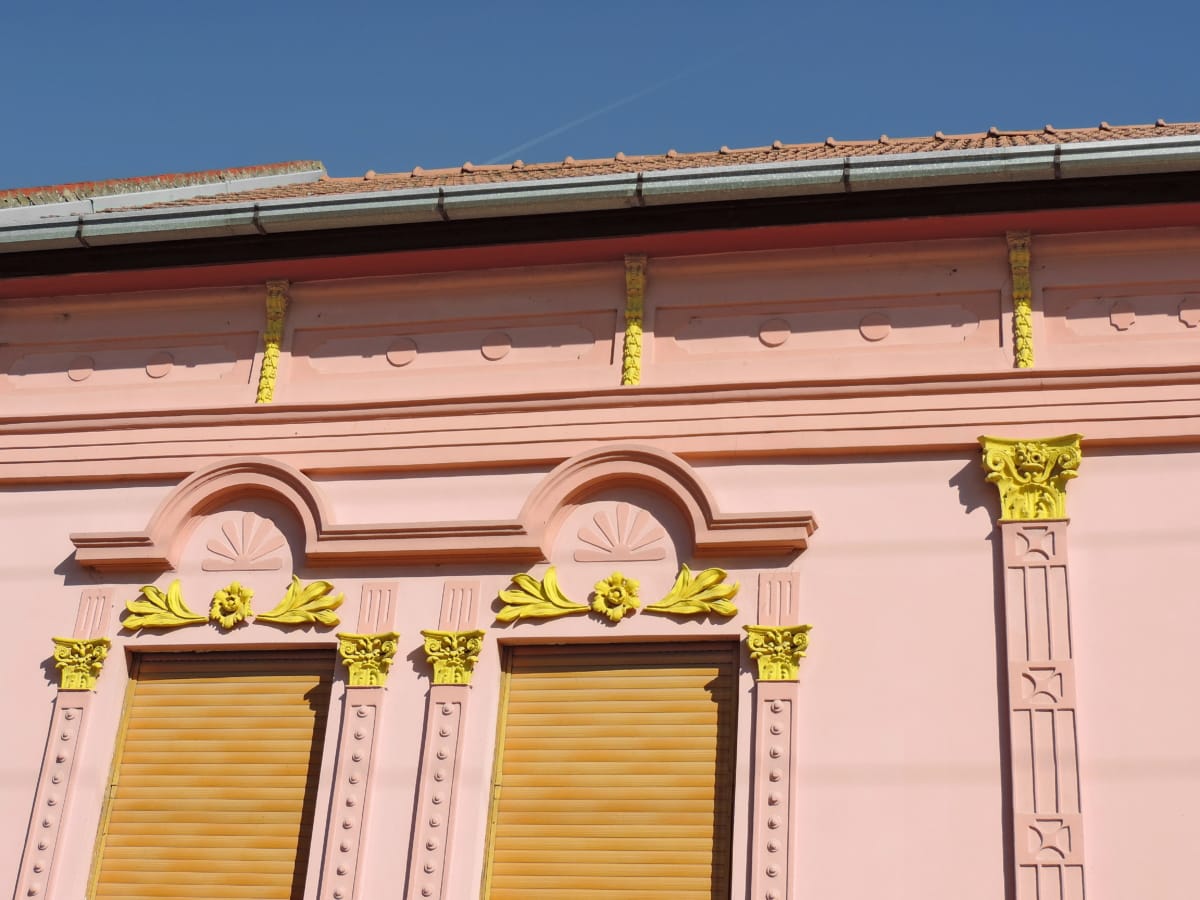Arabesk, hvælving, barok, facade, lyserød, vindue, arkitektoniske stil, arkitektur