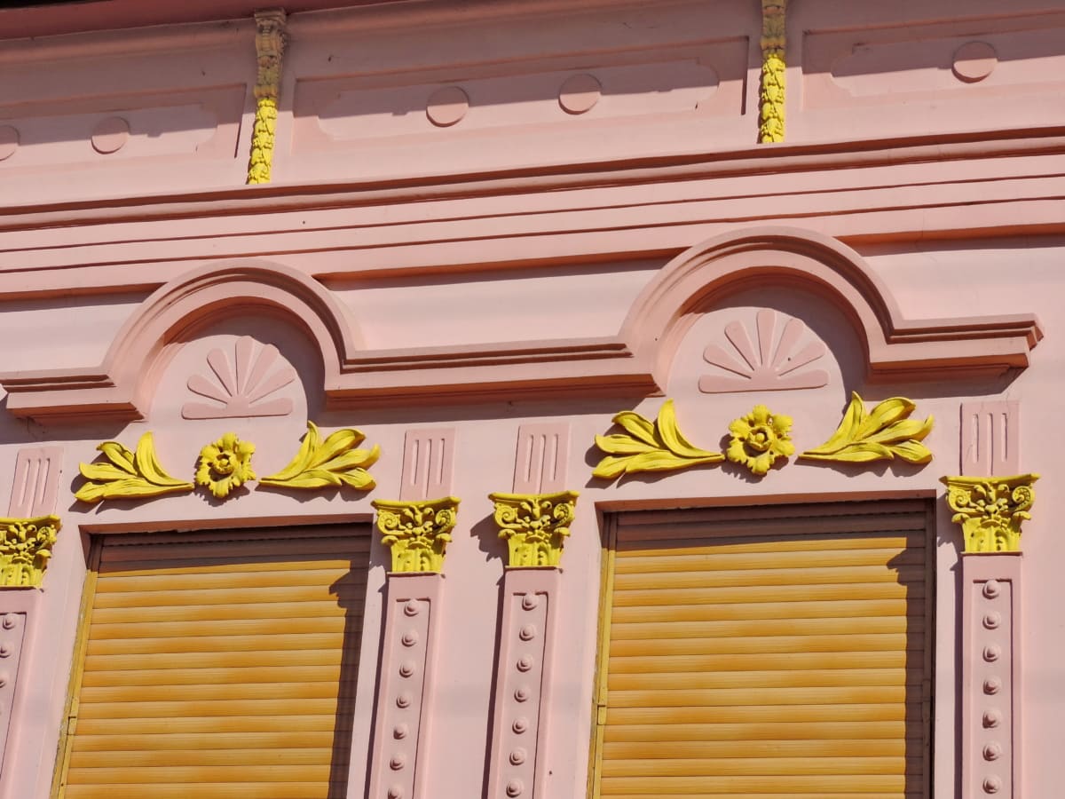 barokki, yksityiskohta, julkisivu, vaaleanpunainen, ikkuna, Arch, arkkitehtoninen tyyli, arkkitehtuuri