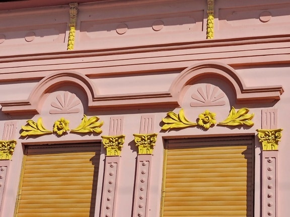 baroque, detail, facade, pink, windows, arch, architectural style, architecture