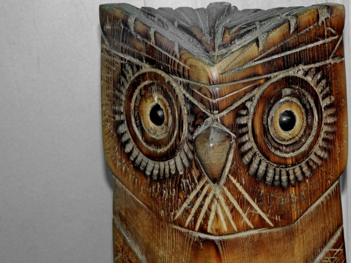 nghệ thuật, thiết kế, Owl, tác phẩm điêu khắc, gỗ, cũ, Trang trí, gỗ