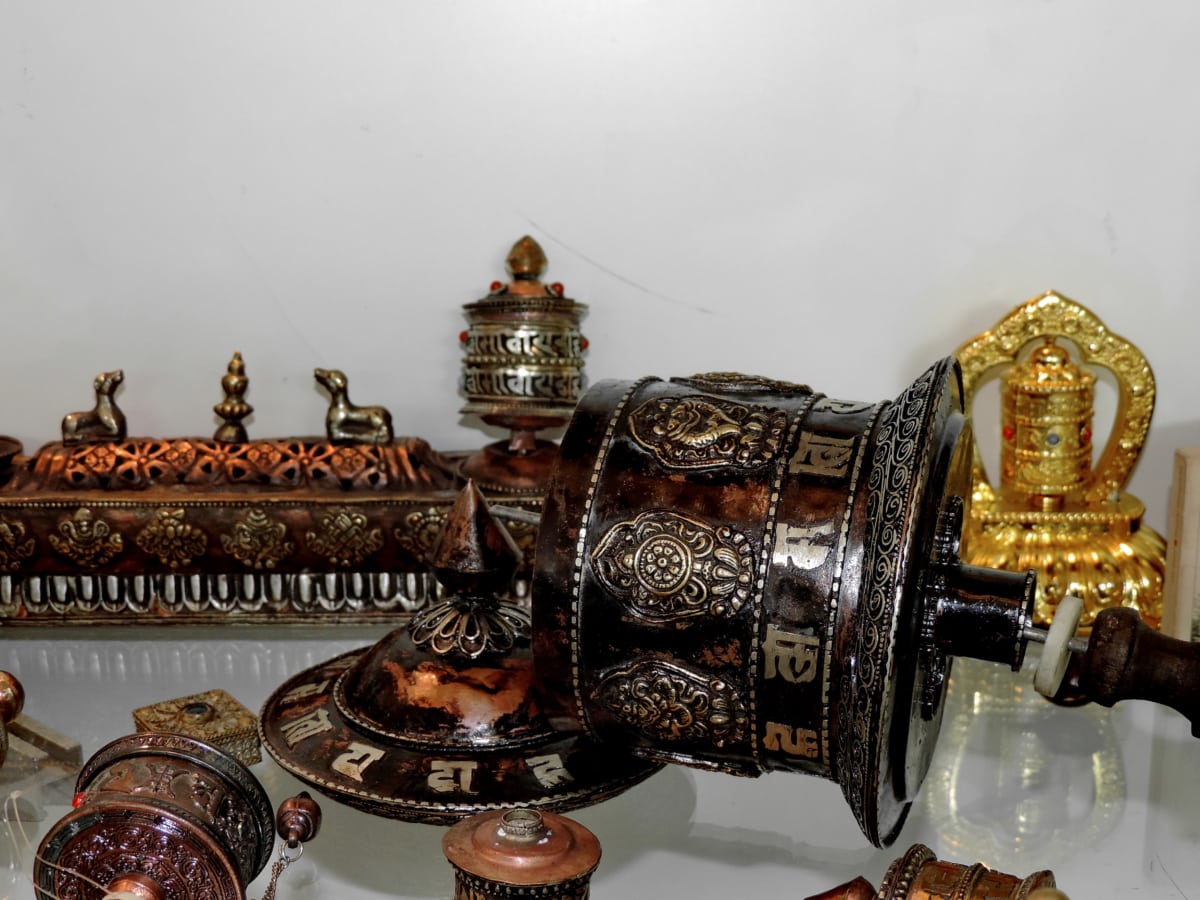 Antique, arta, obiect, vechi, aur, tabel, decor, religie