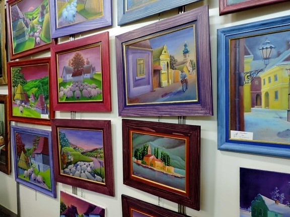 colorful, fine arts, frame, picture, painting, exhibition, museum, architecture