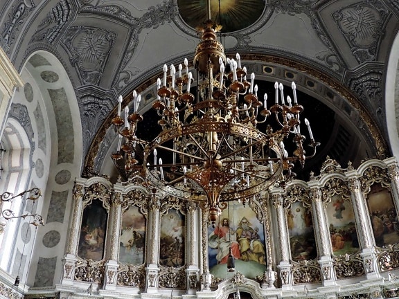 arco, candelabro, Igreja, cúpula, decoração de interiores, Igreja Ortodoxa, arquitetura, altar
