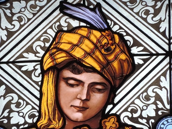 portrait, stained glass, young woman, art, decoration, pattern, illustration, style