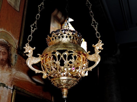 bronze, Christ, Christianisme, Croix, lumière, lustre, antique, décoration